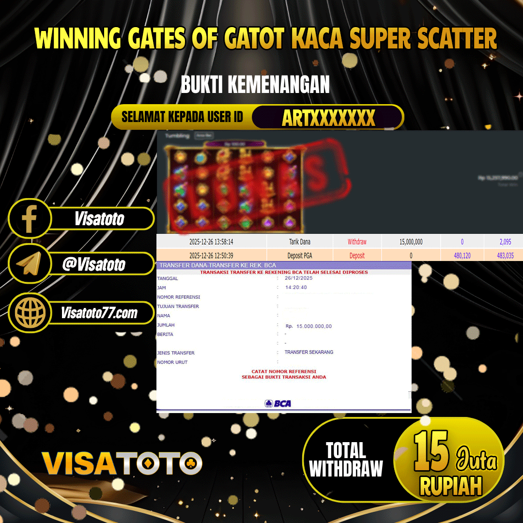 VISATOTO JACKPOT SLOT GATES OF GATOT KACA SUPER SCATTER  RP.15.000.000,- LUNAS USER ID ART***